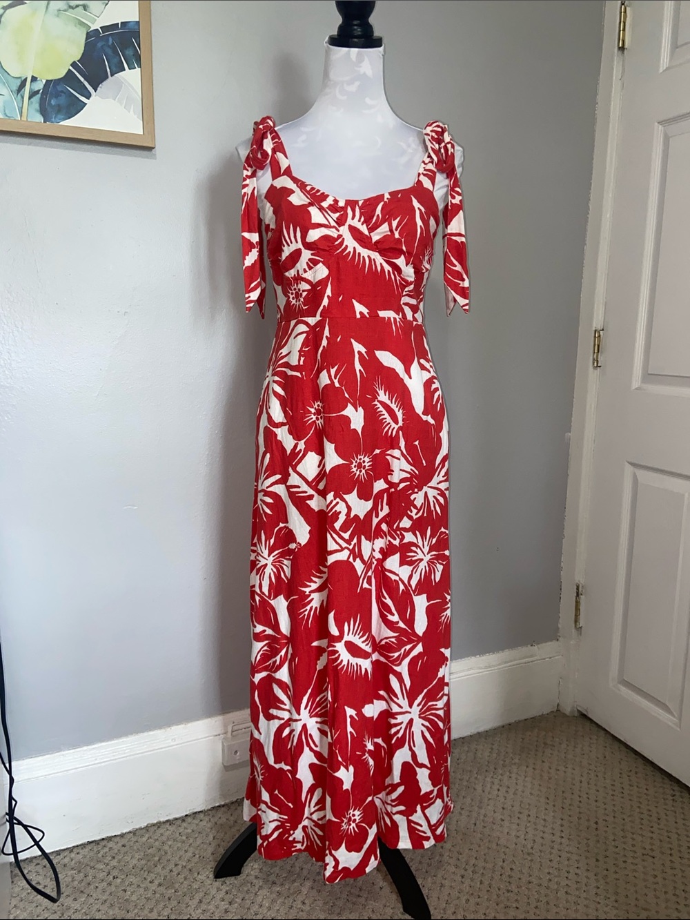 LOFT Beach floral tie shoulder dress
